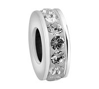 Nenalina Bead mit Glas Crystal weiß in 925 Sterling Silber, auch kompatibel für alle Beads Armbänder und Halsketten, 718077-001