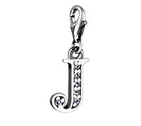 Nenalina Buchstabe J Karabiner Charm Anhänger für Bettelarmband aus 925 Sterling Silber 712710-019
