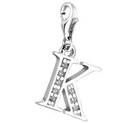 Nenalina Buchstabe K Karabiner Charm Anhänger für Bettelarmband aus 925 Sterling Silber 712711-019