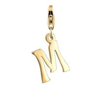 Nenalina Buchstabe M Karabiner Charm Anhänger aus 925 Sterling Silber vergoldet passend für alle gängigen Charmträger und Bettelarmband, 0401961024