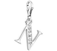Nenalina Buchstabe N Karabiner Charm Anhänger für Bettelarmband aus 925 Sterling Silber 712714-019