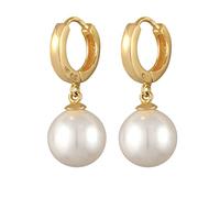 Nenalina Creolen Silber 925 Damen Ohrringe mit Perle vergoldet (10 mm)