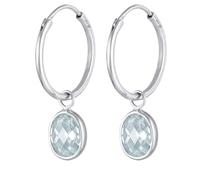 Nenalina Creolen Silber 925 Damen Ohrringe mit Zirkonia Anhänger Ohrhänger (20 mm) und abnehmbaren Einhänger (10 mm)