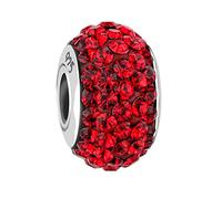 Nenalina, Charm Kugel Bead Kristalle Glitzer 925 Silber in rot, Schmuck für Damen Gr. OneSize