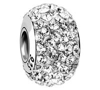Nenalina, Charm Kugel Bead Kristalle Glitzer 925 Silber in weiß, Schmuck für Damen Gr. OneSize