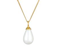 Nenalina Damen Halskette aus 925 Sterling Silber vergoldet mit echte Süßwasserperle, Kette mit Perle in Tropfenform, Goldkette mit Perlenanhänger (15 mm) für Frauen, Länge 60 cm