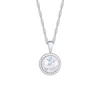 Nenalina Damen Halskette mit Mondstein Anhänger (9 mm), Gedrehte Kette 925 Sterling Silber mit Edelstein rund, Kette mit Steinanhänger für Frauen, Silberkette im Boho Style