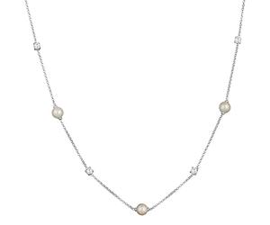 Nenalina Damen Halskette mit Perlen Zirkonia Kristallen aus 925 Sterling