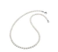 Nenalina Damen Perlenkette Halskette Collier aus Süßwasserperlen und Karabiner Verschluss aus 925er Sterling Silber, Länge 42-80 cm, 724007 (60)