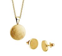 Nenalina Damen Schmuckset Silber vergoldet, Halskette mit Anhänger und Ohrstecker im Kreis Design gebürstet, Damen Kette und Ohrring Set für Frauen und Mädchen, 925 Sterling Silber, Länge 45cm