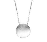 Nenalina Damen Silber Halskette mit Runden Kreisanhänger gebürstet (36 mm), Münzanhänger mit Kette, Coinkette lang für Frauen mit Anhänger, 925 Sterling Silber, Länge 90 cm, KAS-011