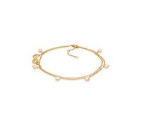 Nenalina Fußkettchen 925 Silber vergoldet Fashion zweireihig mit Infinity Symbol und echten Süsswasserperlen, Knöchel Fußschmuck verstellbar für Damen und Mädchen, Länge 23-27 cm, 0704273020_25