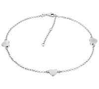 Nenalina Fußkettchen Silber mit 3 Herz-Anhänger, Damen Herzchen Knöchel Armband verstellbar für Damen und Mädchen, Länge 23-27 cm, 925 Sterling Silber, 381007-000