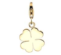 Nenalina goldenes Kleeblatt Karabiner Charm Anhänger für Bettelarmband aus 925 Sterling Silber