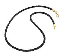 Nenalina Halskette Leder (3mm) schwarz lässiges Lederhalsband für Anhänger handgefertigt aus 925 Sterling-Silber vergoldet Lederkette Damen ohne Anhänger, 0107571822_45