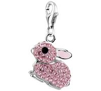 Nenalina, Charm Anhänger Hase Kristalle 925 Silber in rosa, Kinderaccessoires für Mädchen Gr. OneSize