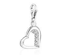 Nenalina, Charm Herz Anhänger Cubic Zirkonia 925 Sterling Silber in silber, Kinderaccessoires für Mädchen Gr. OneSize
