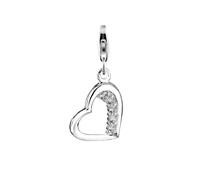 Nenalina, Charm Herz Anhänger Cubic Zirkonia 925 Sterling Silber in silber, Kinderaccessoires für Mädchen Gr. OneSize