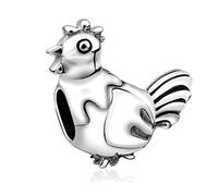 Nenalina Huhn Bead hochglänzend teilweise oxidiert in 925 Sterling Silber, auch für alle Beads Armbänder und Halsketten, 719156-000