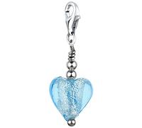 Nenalina Muranoglas-Herz Karabiner Charm Anhänger für Bettelarmband aus 925 Sterling Silber 712024-002