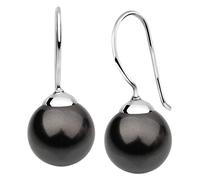 Nenalina Ohrringe Silber 925 Damen mit Glas Perlen 10 mm Schwarz für Frauen