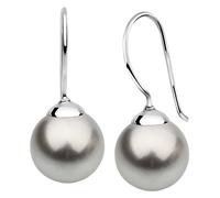 Nenalina Ohrringe Silber 925 Damen Ohrhänger mit Glas Perlen 10 mm Hellgrau