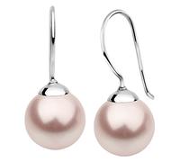 Nenalina Ohrringe Silber 925 Damen Ohrhänger mit Glas Perlen 10 mm Rosa für Frauen