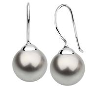 Nenalina Ohrringe Silber 925 Damen Ohrhänger mit Glas Perlen 12 mm hellgrau