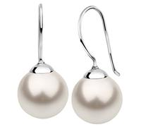 Nenalina Ohrringe Silber 925 Damen Ohrhänger mit Glas Perlen 12 mm Weiß