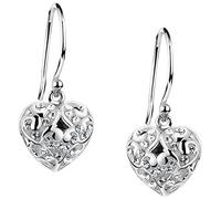 Nenalina Ohrringe Silber 925 Damen Ohrhänger mit Herz 11 mm und weißen Glas Kristalle