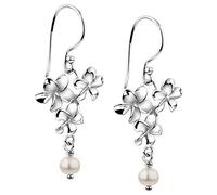 Nenalina Ohrringe Silber 925 Damen Ohrhänger mit Kirschblüten und weißen Süsswasserperlen