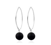 Ohrringe Ohrhänger Edelstein-Kugel 925 Sterling Silber Nenalina Schwarz 001 (Artikelnummer: 4P578/70X001)