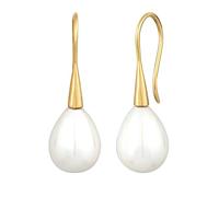 Nenalina Ohrringe Silber 925 Damen Ohrhänger vergoldet mit Muschelkernperle in Tropfen Form (15 mm)