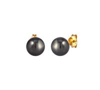 Nenalina Ohrstecker 925 Silber Damen Ohrringe gold mit Glas Perlen (8 mm) Schwarz für Frauen