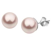 Nenalina Ohrstecker 925 Silber Damen Ohrringe mit Glas Perlen 10 mm Rosa für Frauen
