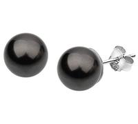 Nenalina Ohrstecker 925 Silber Damen Ohrringe mit Glas Perlen 10 mm schwarz für Frauen