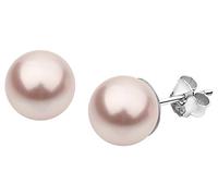 Nenalina Ohrstecker 925 Silber Damen Ohrringe mit Glas Perlen 8 mm Rosa für Frauen