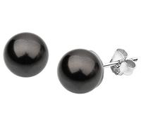 Nenalina Silber Damen-Ohrringe Ohrstecker mit Swarovski Perlen 8 mm Schwarz für Frauen, 925 Sterling Silber, Ohrstecker für Damen mit Perlen, Hochzeit Ohrringe, 842401-197