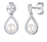 Nenalina Ohrstecker 925 Silber Damen Ohrringe mit Süßwasserperlen (4 mm) und Zirkonia
