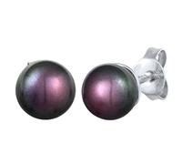 Nenalina Ohrstecker 925 Silber Damen Ohrringe mit Süßwasserperlen (6 mm) anthrazit für Frauen