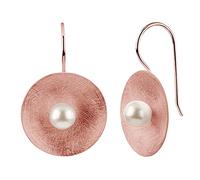 Nenalina Ohrringe Hänger Muschelkernperle Geo Brushed 925 Silber Rosegold
