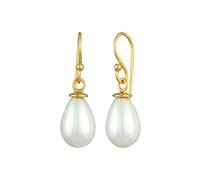 Nenalina Ohrstecker 925 Silber Damen Ohrringe Ohrhänger mit Muschel Perlen Tropfen vergoldet