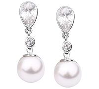Nenalina Paar Ohrhänger »Hänger Perle Zirkonia Muschelkernperle 925 Silber«
