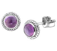 Nenalina Ohrstecker 925 Silber Damen Ohrringe rund mit Geburtsstein Amethyst violett für Frauen und Mädchen