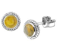 Nenalina Ohrstecker 925 Silber Damen Ohrringe rund mit Geburtsstein Citrin goldgelb für Frauen und Mädchen