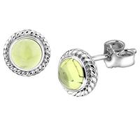 Nenalina Ohrstecker 925 Silber Damen Ohrringe rund mit Geburtsstein Peridot hellgrün für Frauen und Mädchen