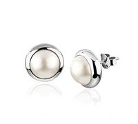 Nenalina Ohrstecker 925 Silber Damen Ohrringe rund mit Mabe-Perle 10 mm für Frauen