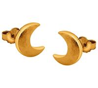 Nenalina Ohrstecker vergoldet 925 Silber Damen Ohrringe Gold Halbmond matt gebürstet für Frauen und Mädchen