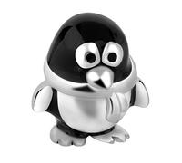 Nenalina Pinguin Silber Bead mit Emaillie schwarz in 925 Sterling Silber, auch kompatibel für alle Beads Armbänder und Halsketten, 717513-001