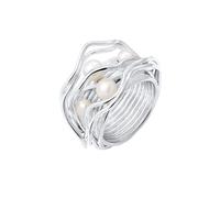 Nenalina Ring Silber 925 Damen Silberring Damenring mit 4 Süßwasserperlen (weiß)